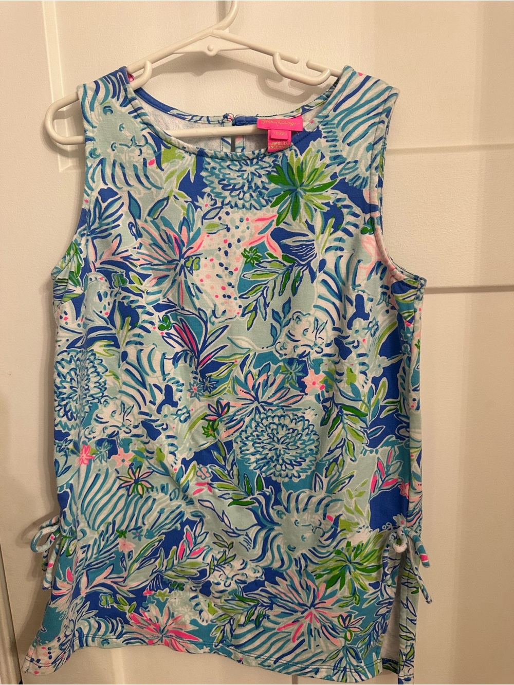 Lilly Pulitzer Blue Green Pink Floral Sleeveless Top